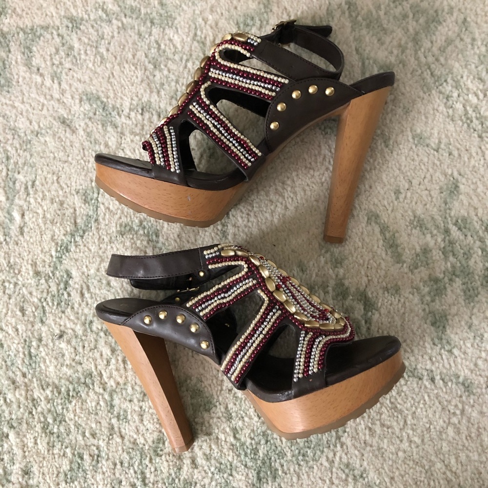 Women’s High Heels BCBG Beaded Sandals-Beautiful!